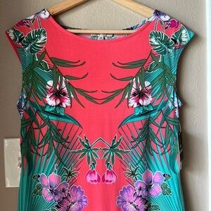 NWT SANDRA DARREN Petite Floral Cap Sleeve Mini Dress
